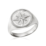 14K Solid Gold Sailor Compass Rings For Men, 10K Nautical Compass Ring, Journey Compass Ring, Gifts For Dad's, Unique Gift For Father's Day