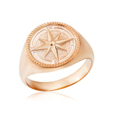 14K Solid Gold Sailor Compass Rings For Men, 10K Nautical Compass Ring, Journey Compass Ring, Gifts For Dad's, Unique Gift For Father's Day