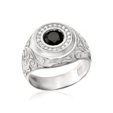 14K Gold Unique Black Diamond Ring, 10K Diamond Signet Man Ring, Solid Gold Wedding Engagement Rings For Men, Unique Gift For Father's Day