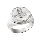 14K Solid Gold Saint Francis Ring, 18K Religious Statement Ring, Catholic Men's Rings, St Francis Signet Ring, Unique Gift For Father's Day