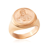 14K Solid Gold Saint Francis Ring, 18K Religious Statement Ring, Catholic Men's Rings, St Francis Signet Ring, Unique Gift For Father's Day