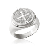 Solid Gold St Benedict Medal Ring, Religious Men's Jewelry, 14K Gold Saint Benedict Rings, Catholic Man Gifts, Unique Gift For Father's Day