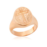 14K Solid Gold Relief Crucifix Ring, 10K Unique Cross Ring, Cross Wedding Band For Men, Religious Man Jewelry, Unique Gift For Father's Day