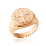 10K Solid Gold Relief Cross Rings, 18K Signet Crucifix Men's Rings, Religious Jewelry For Man, Gift For Dad's, Unique Gift For Father's Day