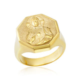 14K Solid Gold Jesus With Sacred Heart Ring, Christian Religious Men's Jewelry, 10K Savior Jesus Christ Rings, Unique Gift For Father's Day