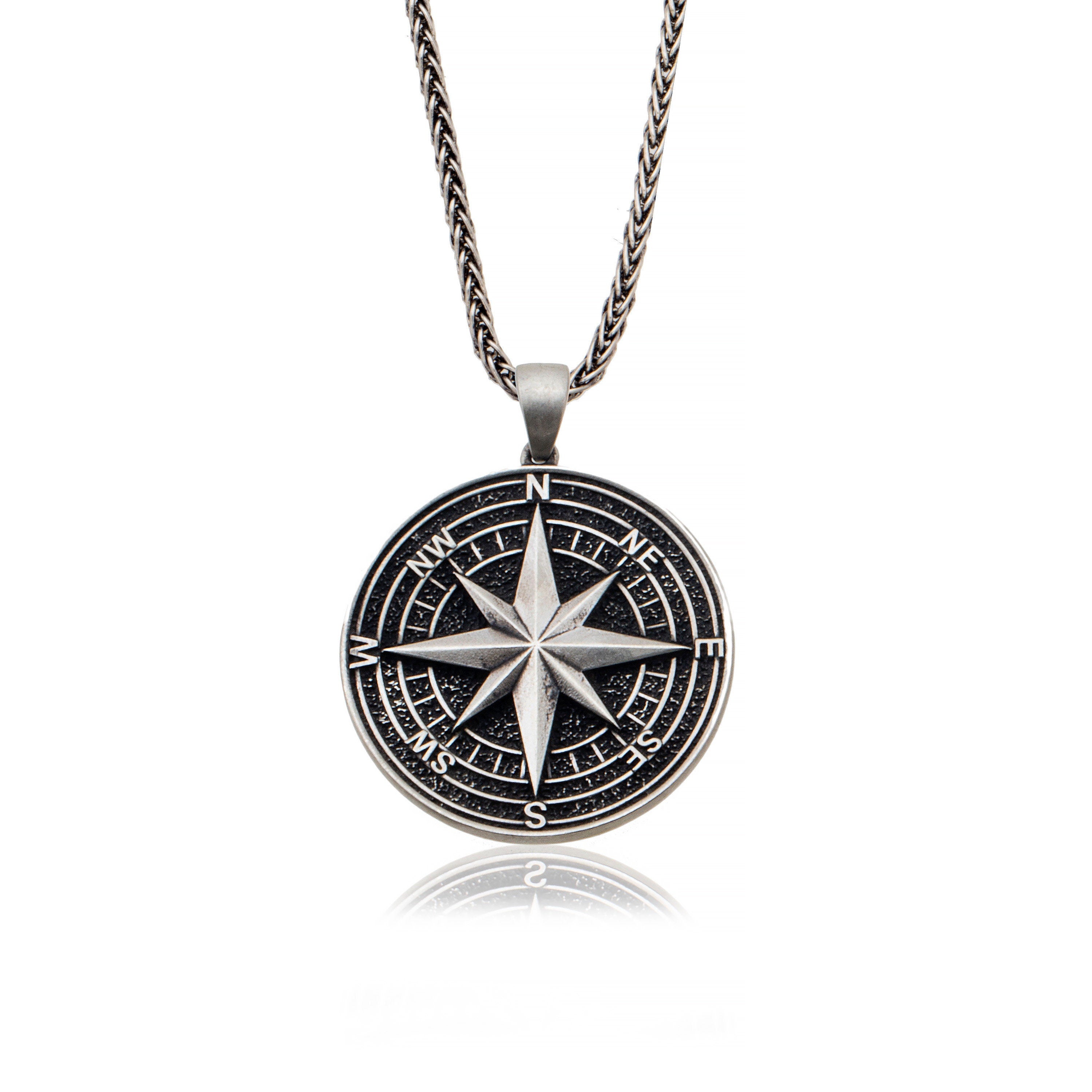 Sterling Silver Compass Necklace For Men, North Star Compass Necklaces, Gift For Sailor Men, Personalized Gift, Unique Gift For Father's Day
