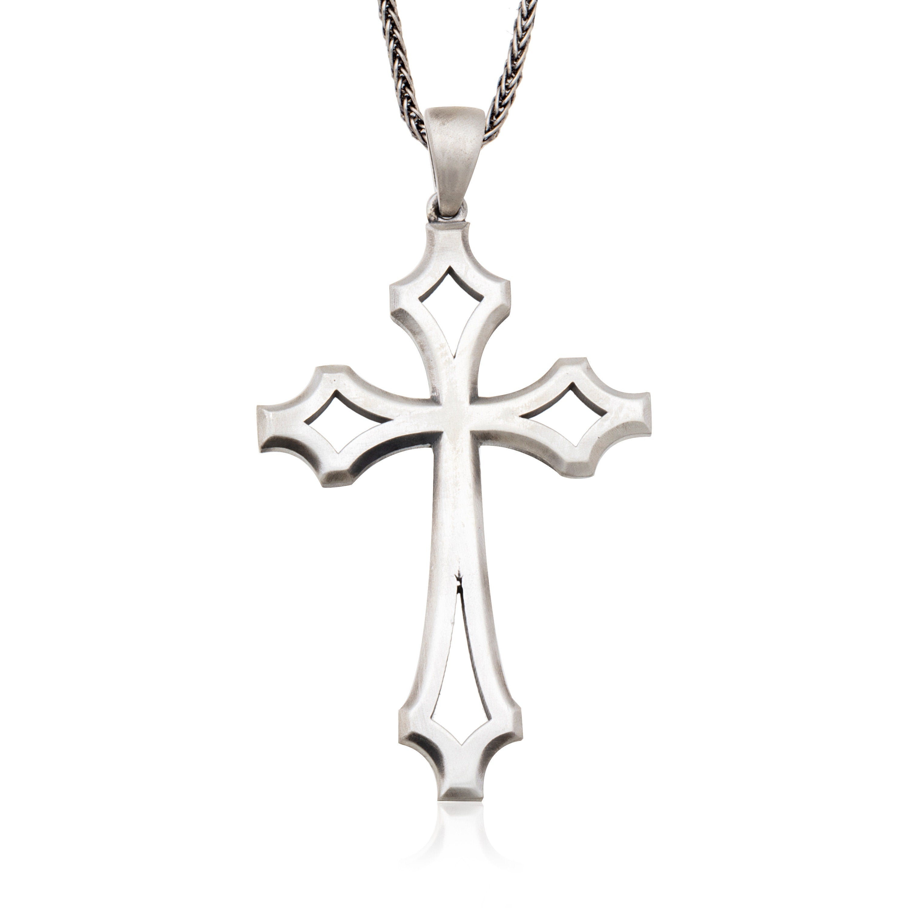 Sterling Silver Cross Necklace For Men, Jesus Crucifix Necklace, Religious Jewelry, Best Birthday Gift For Him, Unique Gift For Father's Day