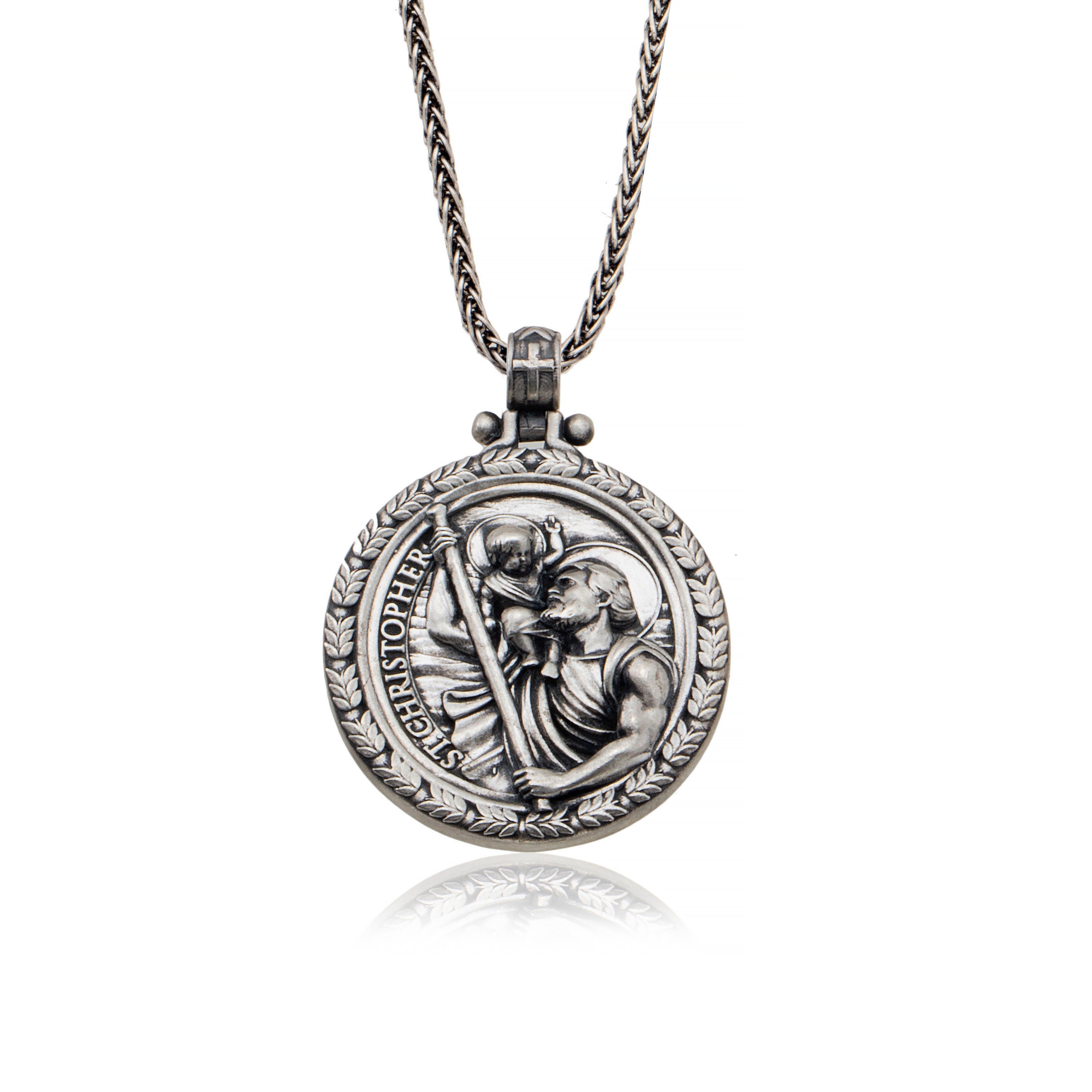 Silver Saint Christopher Necklace, St Christopher Pendants, Catholic Religious Jewelry, Birthday Gifts For Men, Unique Gift For Father's Day