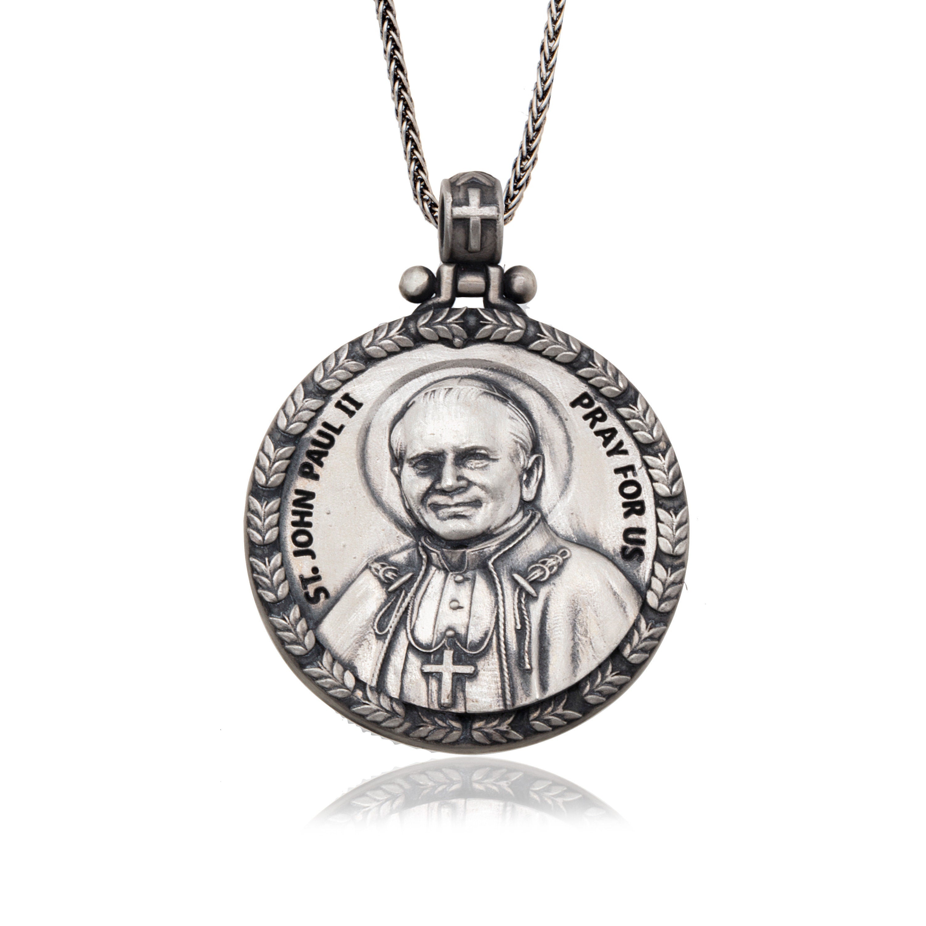 Pope Saint John Paul Necklace, Gift For Clergy, Christian Accessory, Catholic Silver Necklace, Religious Gift, Unique Gift For Father's Day