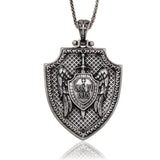 Sterling Silver Saint Michael Shield Necklace