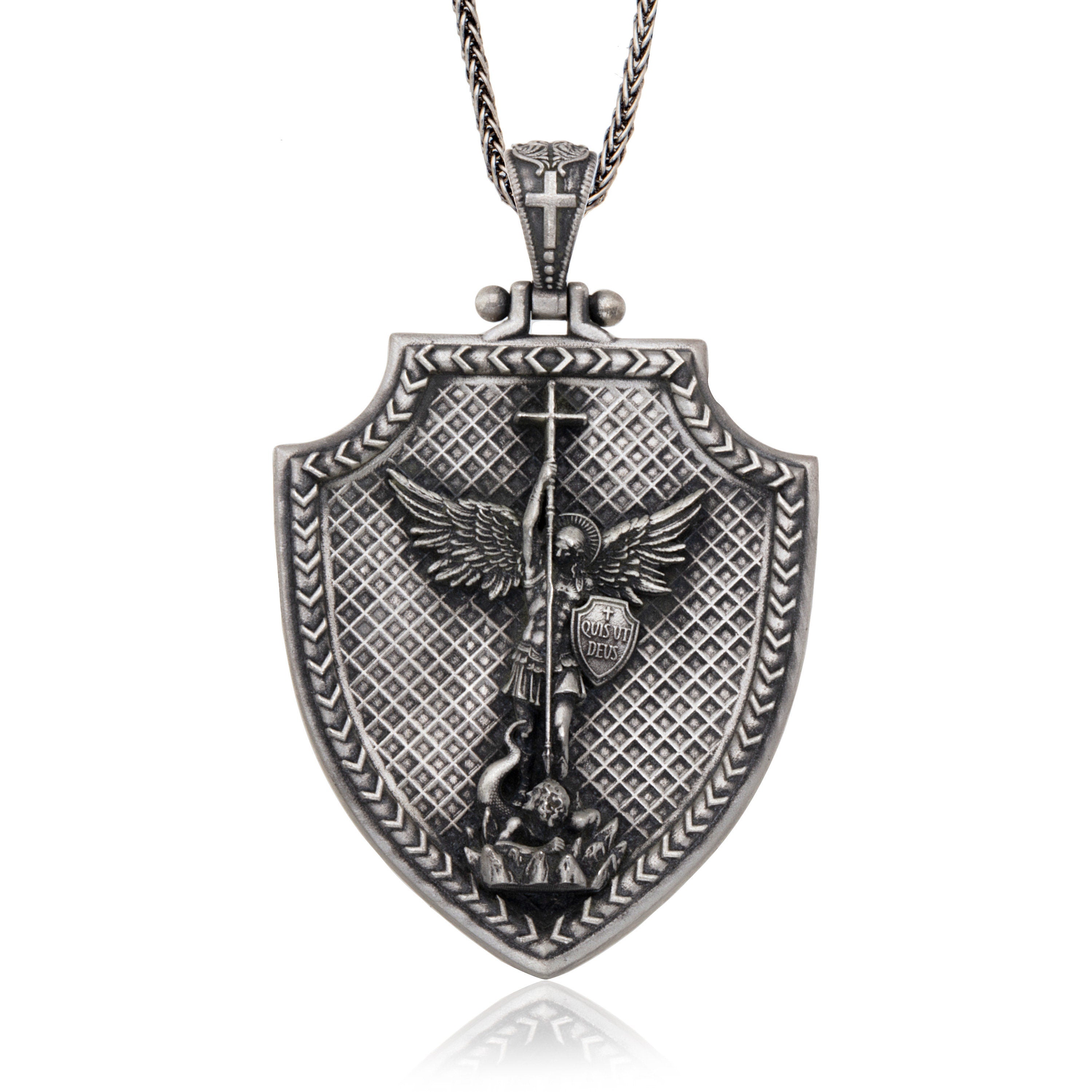 Silver Saint Michael Necklace, Archangel Michael Protects Us Necklace, Unisex Religious Jewelry, Birthday Gifts,