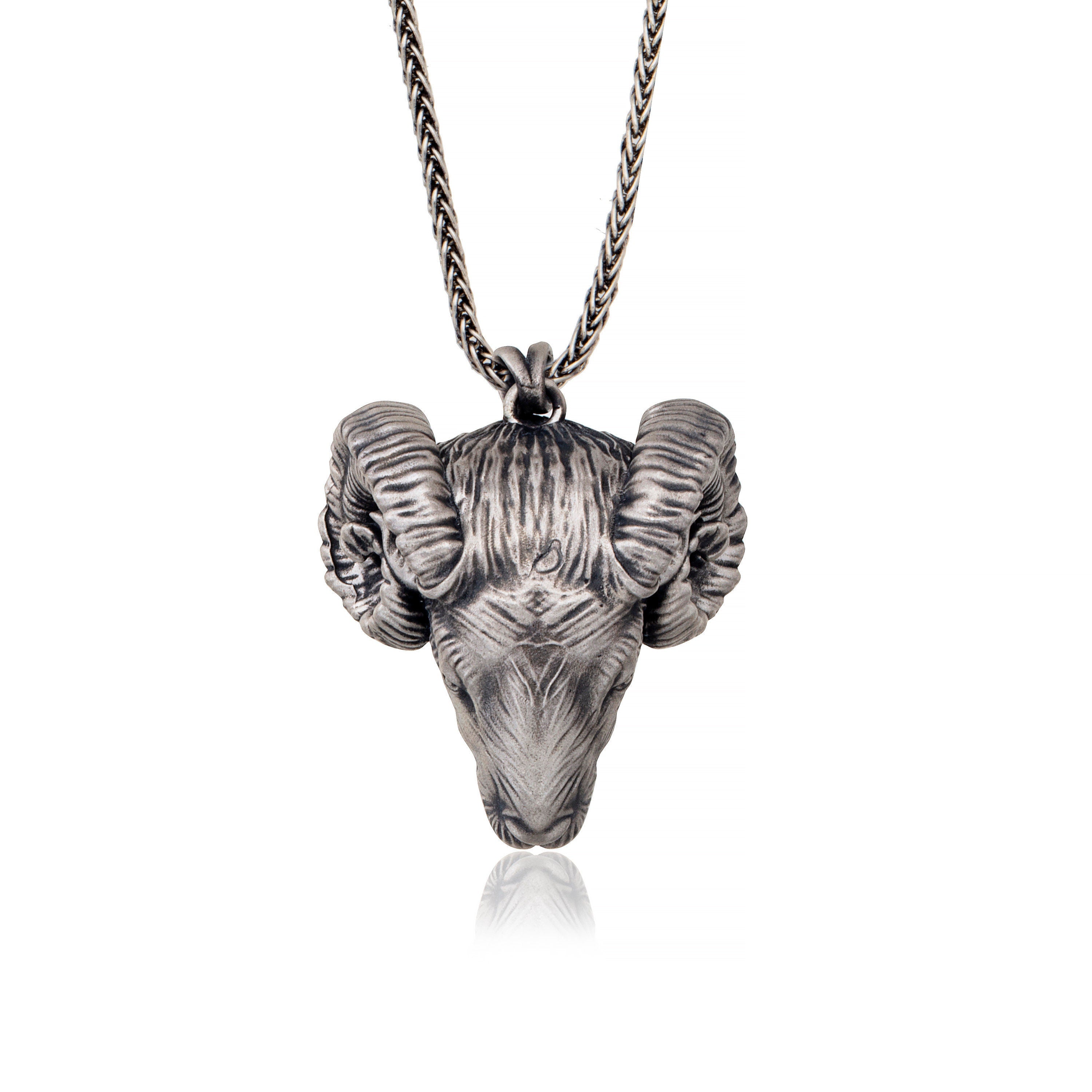 Ram Head Necklace, Necklace For Man, 925 Solid Silver Ram Pendant, Gift For Men's, Aries Zodiac Man Necklace, Unique Gift For Father's Day
