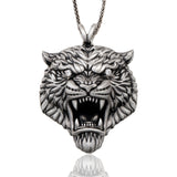 Wild Tiger Necklace, Silver Tiger Pendant, Animal Pendant, Big Cat Necklace, Gift For Men, Tiger Head Pendant, Unique Gift For Father's Day