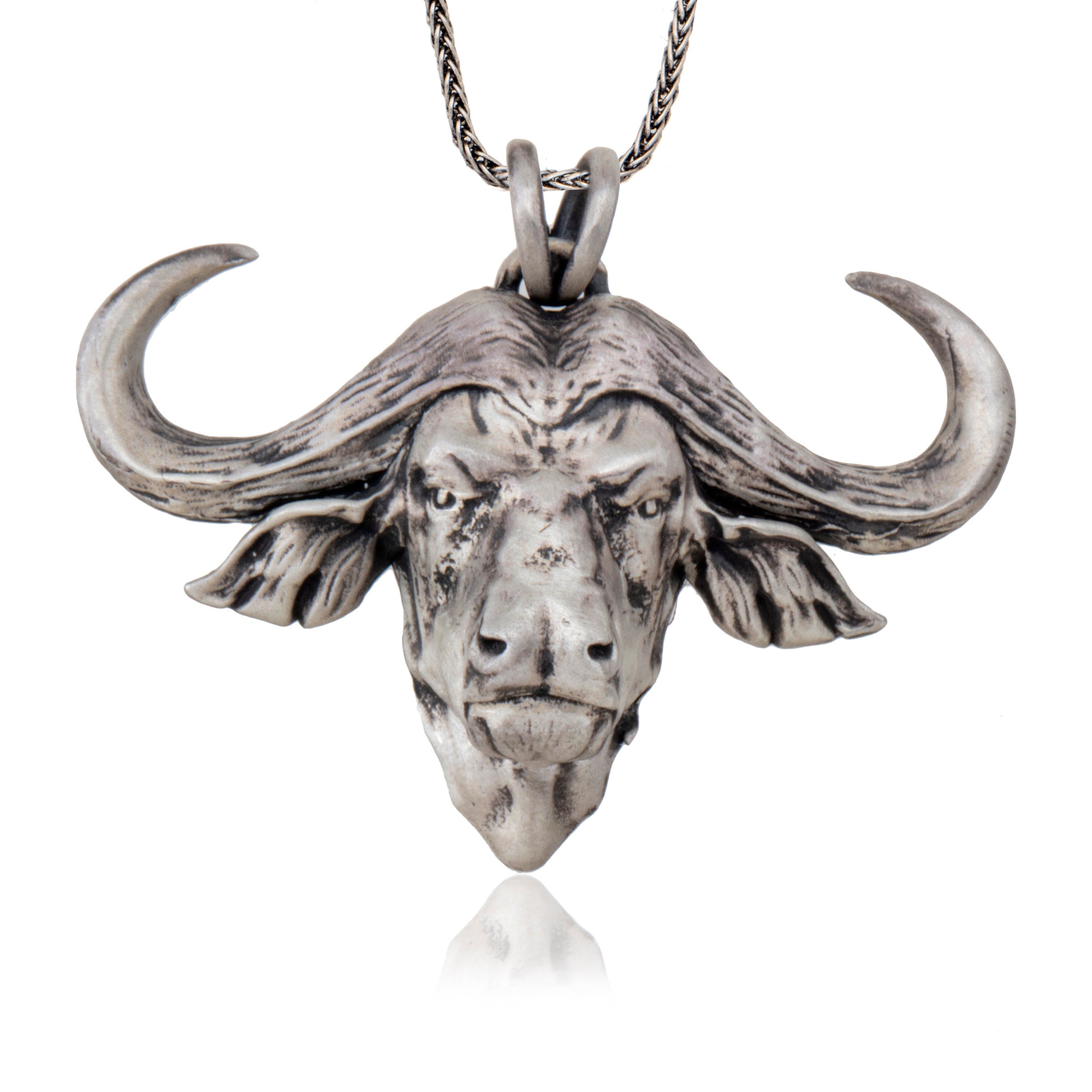 Solid Silver Buffalo Man Pendants, American Buffalo Necklace, Oxidized Buffalo Head Pendant, Gift For Fathers, Unique Gift For Father's Day