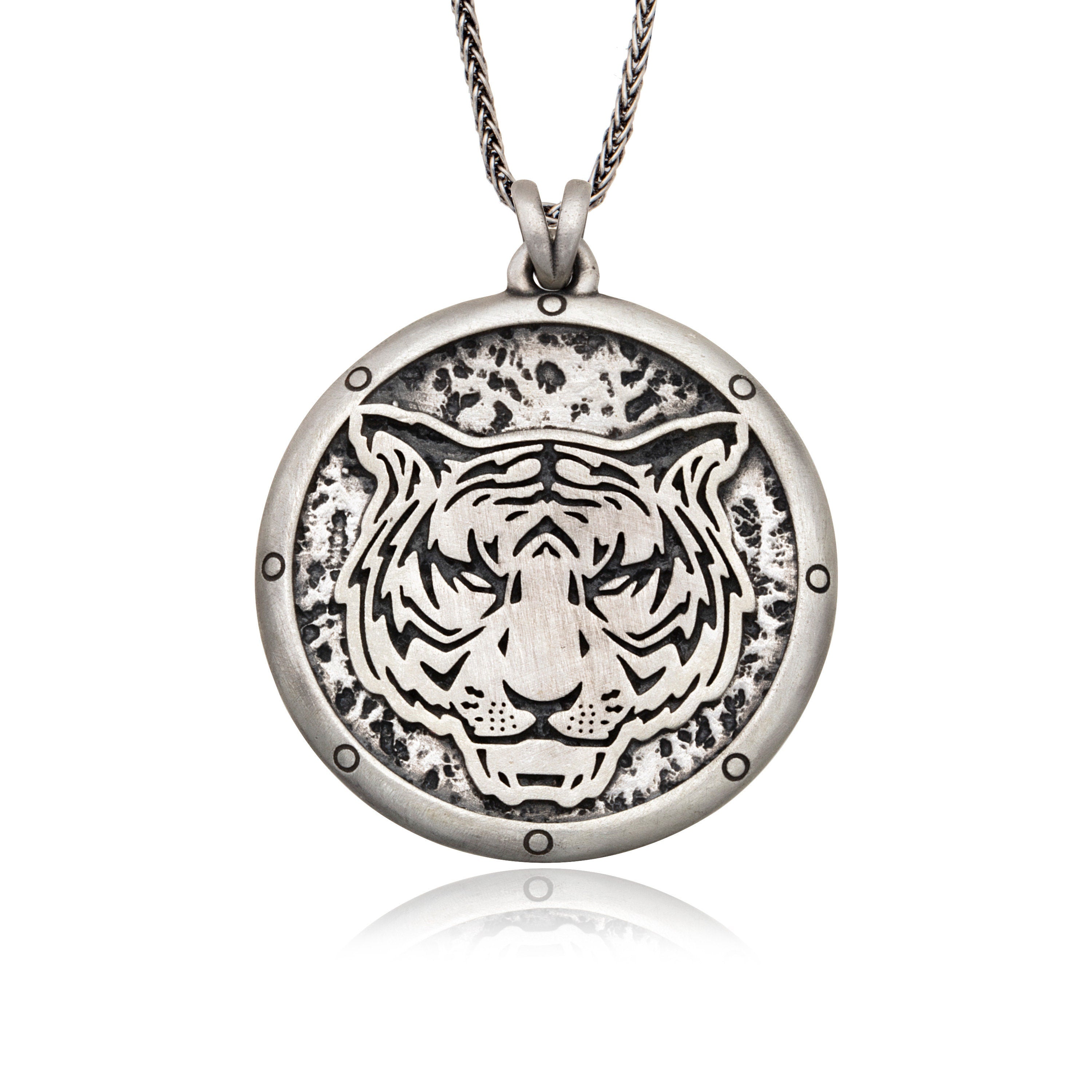 Solid Silver Tiger Necklace, Animal Necklace For Man, Wild Tiger Pendant, Tiger Claw Pendant, Gift For Father, Unique Gift For Father's Day