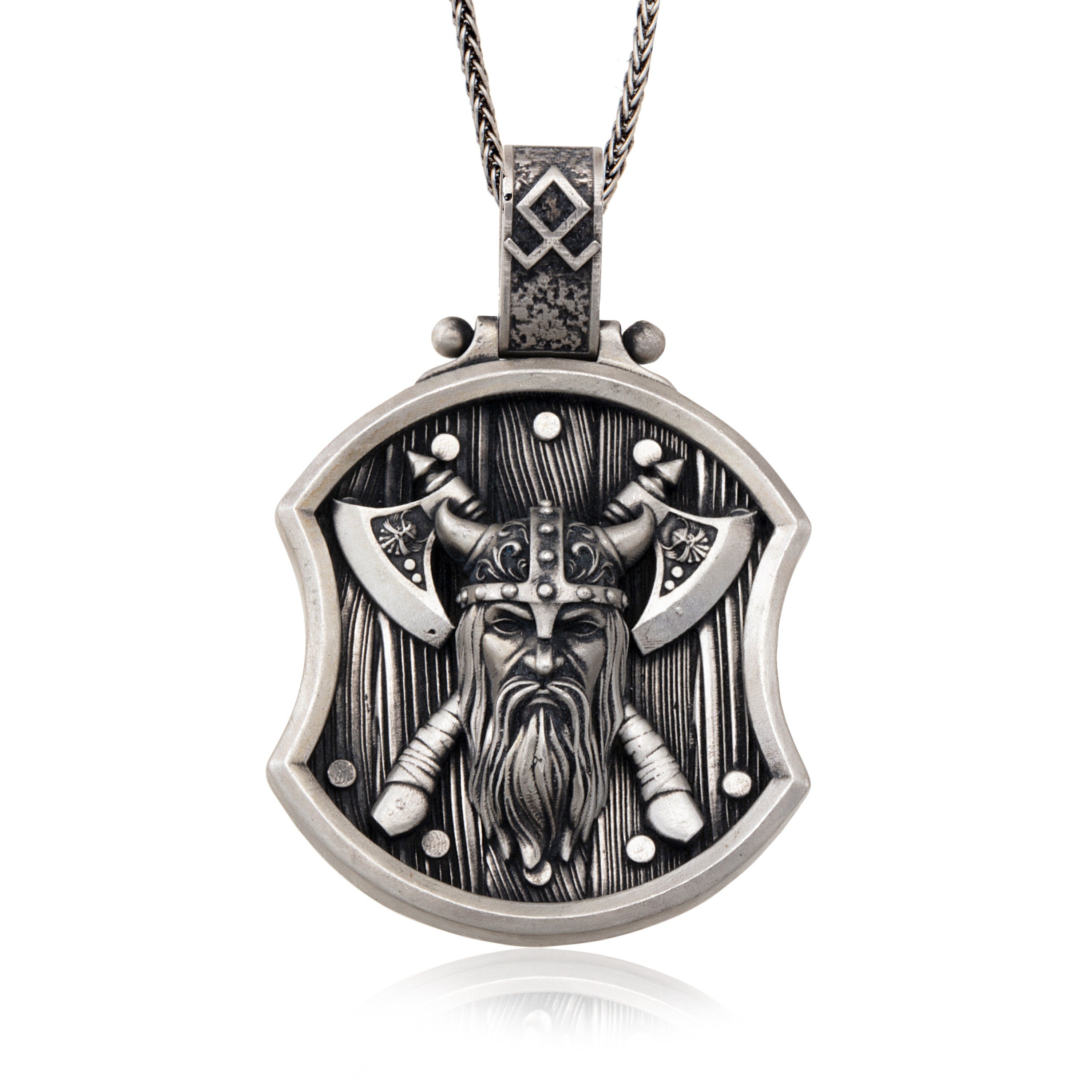 Viking God Odin Solid Silver Necklace, Scandinavian Jewelry For Men, Warrior Axe Pendant, Gift For Boyfriends, Unique Gift For Father's Day