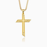 18K Solid Gold Cross Necklace For Men, Gold Cross Cuban Chain Necklace, Crucifix Necklaces, Religious Jewelry, Unique Gift For Father's Day