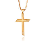 18K Solid Gold Cross Necklace For Men, Gold Cross Cuban Chain Necklace, Crucifix Necklaces, Religious Jewelry, Unique Gift For Father's Day