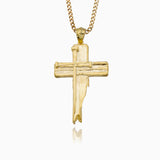 18K Solid Gold Cross Necklaces For Men, 14K Gold Jesus Crucifix Cuban Chain Necklace, Unisex Religious Jewelry, Unique Gift For Father's Day