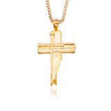 18K Solid Gold Cross Necklaces For Men, 14K Gold Jesus Crucifix Cuban Chain Necklace, Unisex Religious Jewelry, Unique Gift For Father's Day