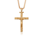 14K Gold Cross Necklace For Men, 18K Gold Cross Cuban Chain Necklace, Religious Jewelry, Unisex Cross Necklace, Unique Gift For Father's Day