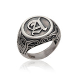 Initial Letter Men Rings, Men's Wedding Ring, Family Signet Man Ring, Silver Family Name Ring, Statement Ring, Unique Gift For Father's Day