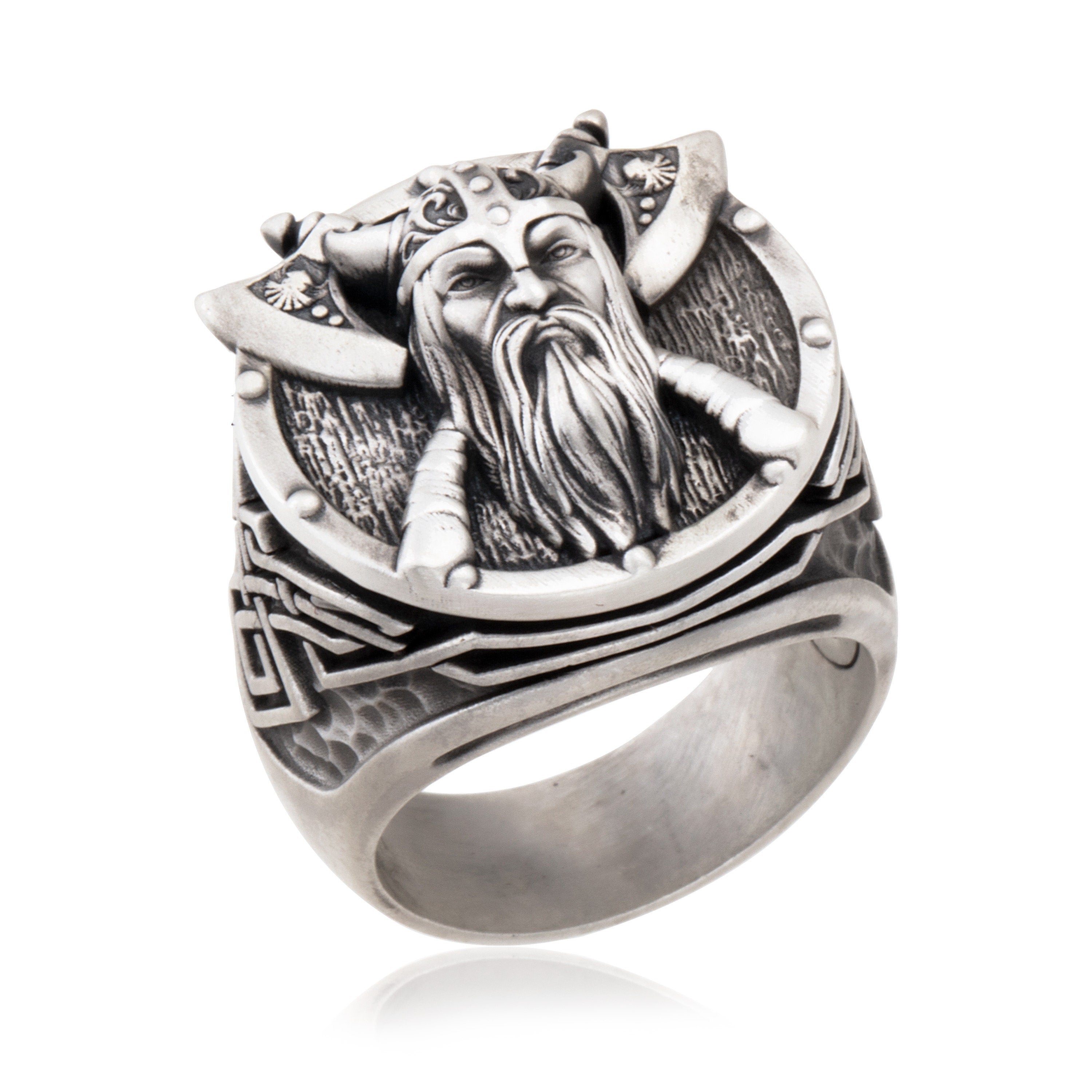 Viking Warrior God Odin Ring, Sterling Silver Nordic Odin Ring, Viking Men Gift, Scandinavian Warrior Jewelry, Unique Gift For Father's Day