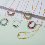 Personalized Birthstone Circle Necklace