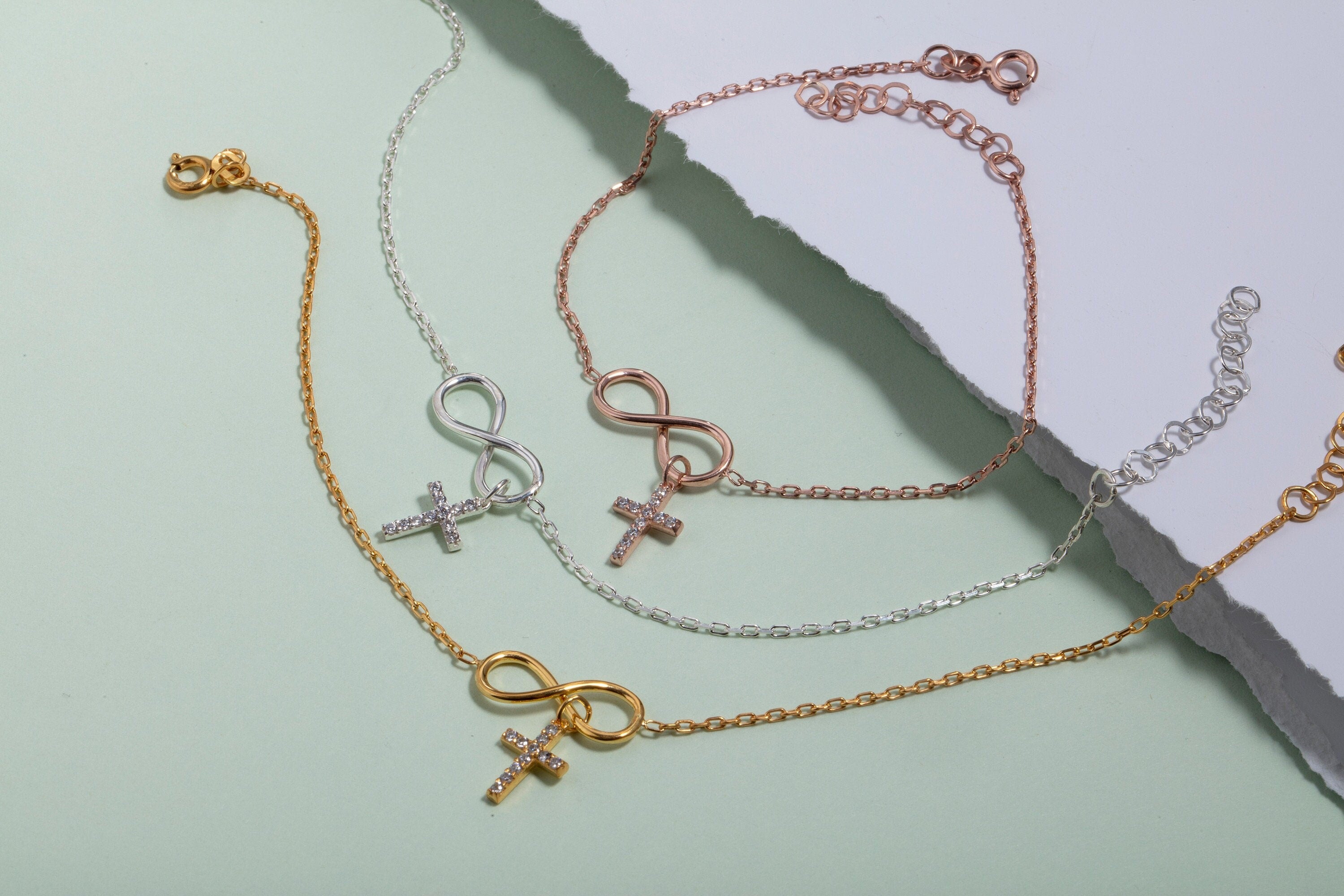 Silver Zircon Diamond Cross Bracelet, 14K Gold Plated Cross Bracelets, Gift For Mothers, Birthday Gifts for Daughter, Gift For Mothers Day