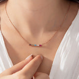 Baguette Birthstone Bar Necklace - Family Birthstone Necklace