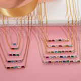 Baguette Birthstone Bar Necklace - Family Birthstone Necklace