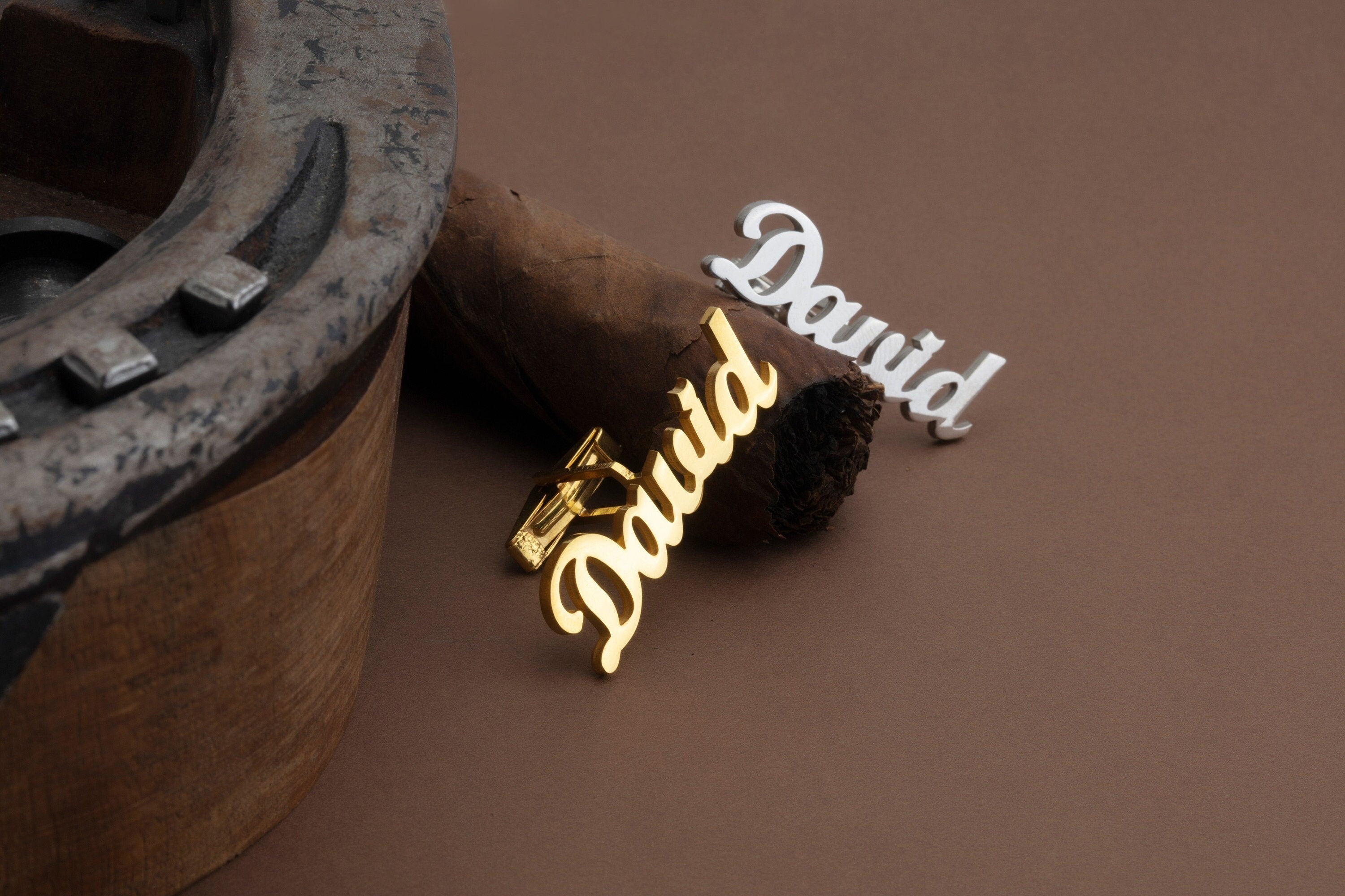 Personalized Silver Name Cufflinks, 14K Gold Customized Cufflink For Men, Groom Wedding Cufflink, Gift For Men, Unique Gift For Father's Day