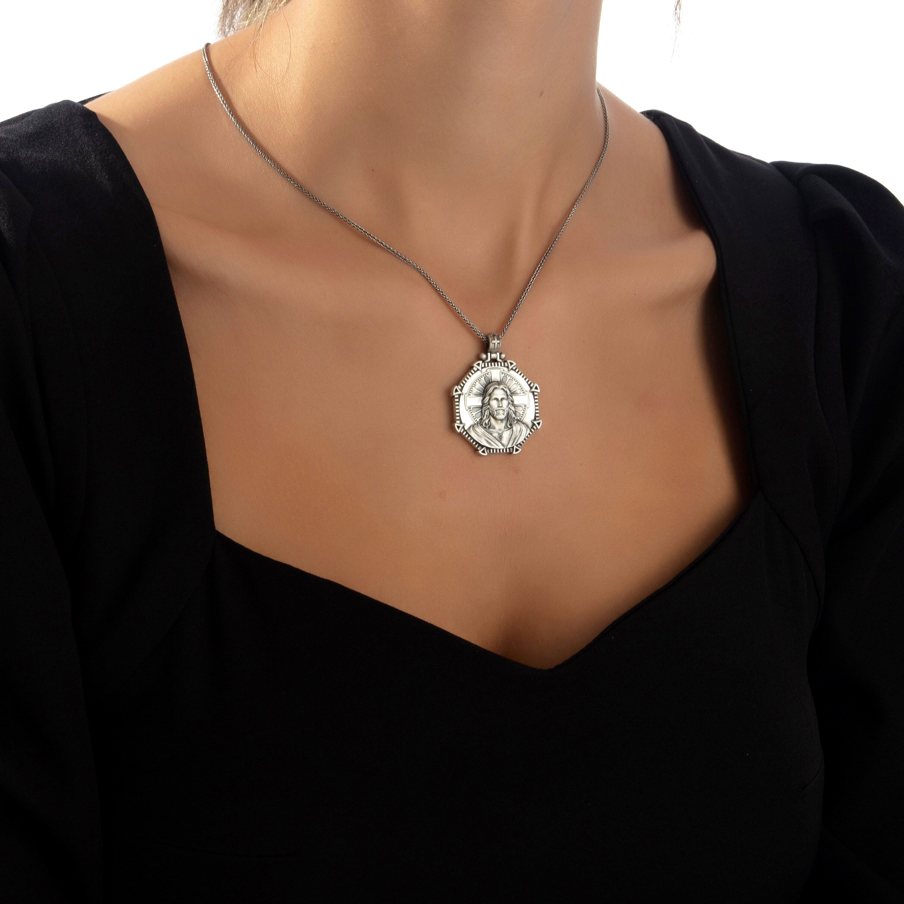 Sterling Silver Cross Necklaces For Men, Jesus Crucifix Necklaces For Women, Religious Jewelry, Birthday Gifts, Unique Gift For Father's Day