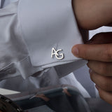 Silver Name Initial Cufflinks For Men, 14K Gold Letter Cufflink, Cufflink For Groom, Personalized Gift For Men, Unique Gift For Father's Day