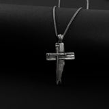 Sterling Silver Nail & Wood Cross Necklace for Men | 925 Faith Pendant