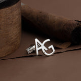 Silver Name Initial Cufflinks For Men, 14K Gold Letter Cufflink, Cufflink For Groom, Personalized Gift For Men, Unique Gift For Father's Day