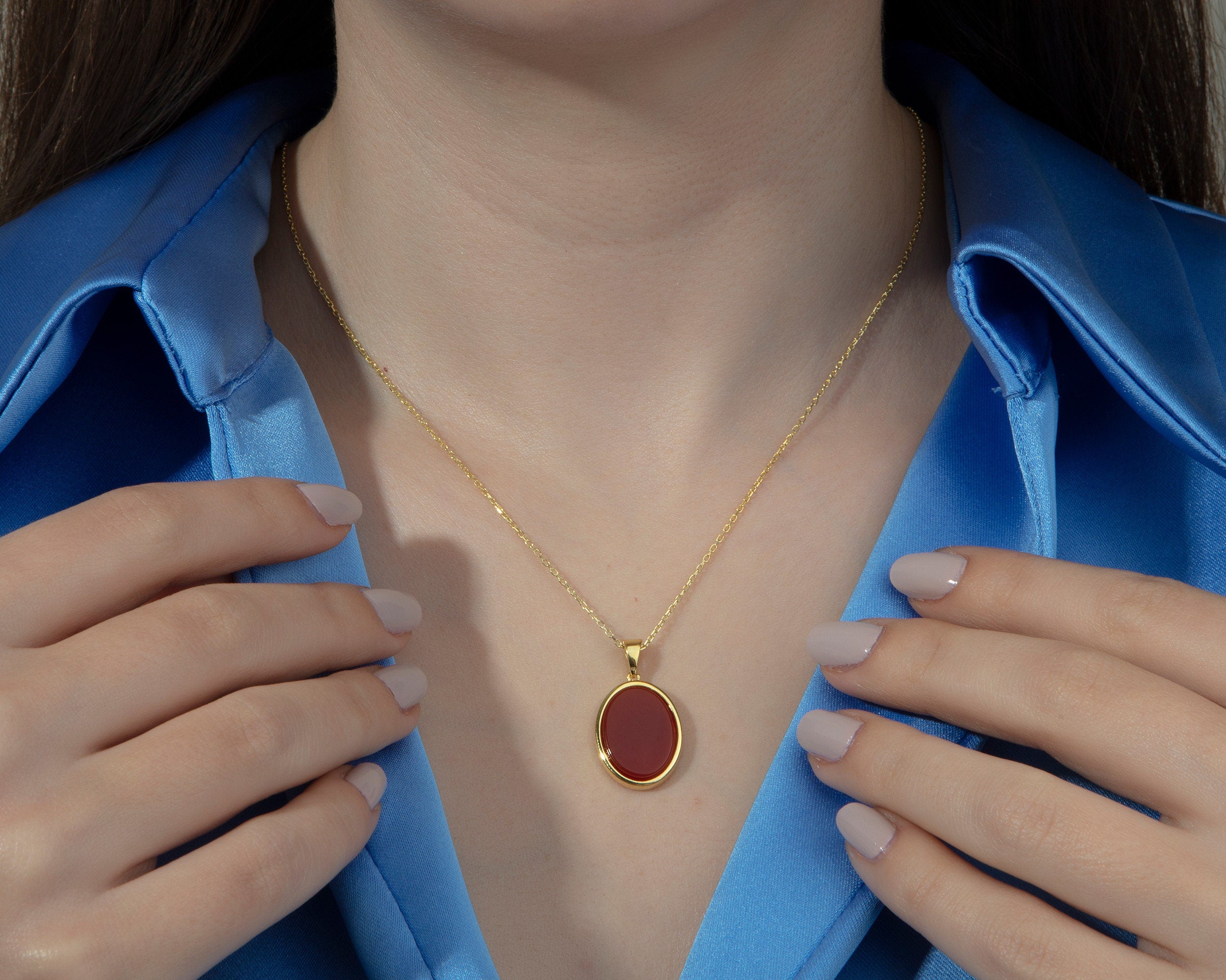 Solid Silver Oval Agate Necklaces, 14K Gold Bloodstone Pendants, Agate Sardonyx Necklace, Birthday Gifts For Mothers, Gift For Mothers Day