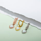 Heart Shaped White Opal Earrings