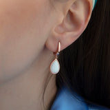 Teardrop White Opal Earrings
