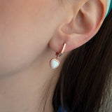 Heart Shaped White Opal Earrings