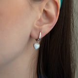 Heart Shaped White Opal Earrings