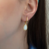 Teardrop White Opal Earrings