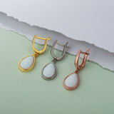 Teardrop White Opal Earrings