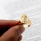 14K Solid Gold Christ Jesus Man Ring, 10K Jesus Statement Rings for Men, Gifts For Men, 18K Religious Rings, Unique Gift For Father's Day