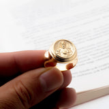 14K Solid Gold Saint Francis Ring, 18K Religious Statement Ring, Catholic Men's Rings, St Francis Signet Ring, Unique Gift For Father's Day