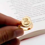 18K Gold Relief Jesus Christ Rings, 14K Gold Savior Crowned Messiah Rings, Religious Christian Men's Jewelry, Unique Gift For Father's Day