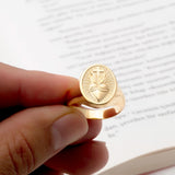 Solid Gold Sacred Heart Cross Ring - Made of 18K/14K/10K Solid Gold