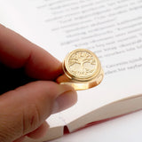 18K Gold Tree of Life Ring, 14K Gold Family Tree Statement Rings for Men, Scandinavian Yggdrasill Signet Ring, Unique Gift For Father's Day
