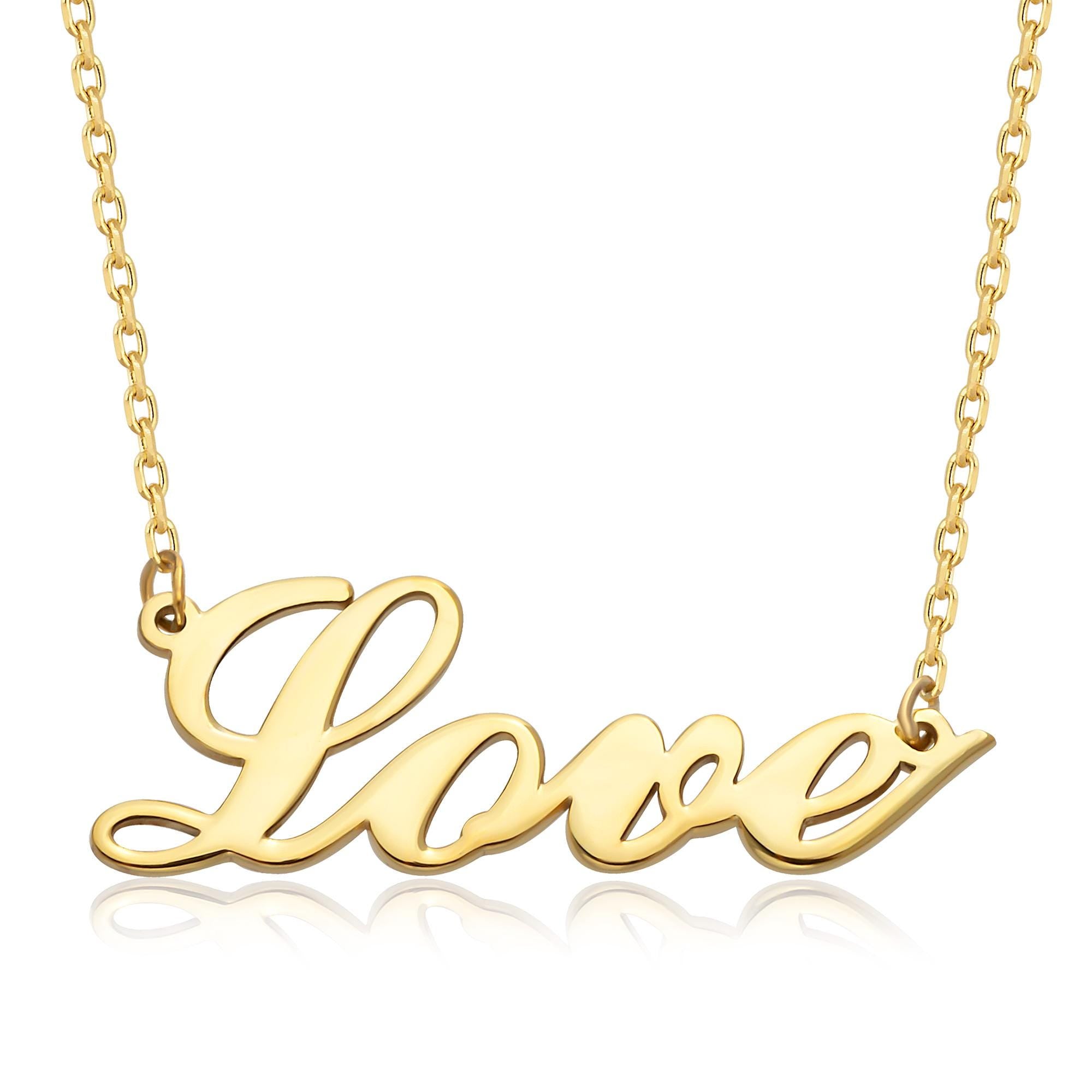 Silver Love Necklace, 14K Gold Love Name Necklace, Birthday Gift For Mothers, Personalized Gifts, Gifts for Daughter, Gift For Mothers Day