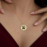 Custom Pet Name Engraved Paw Print Necklace